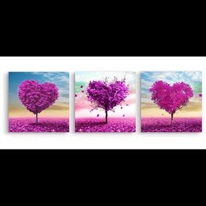 Set of three abstract paintings on canvas